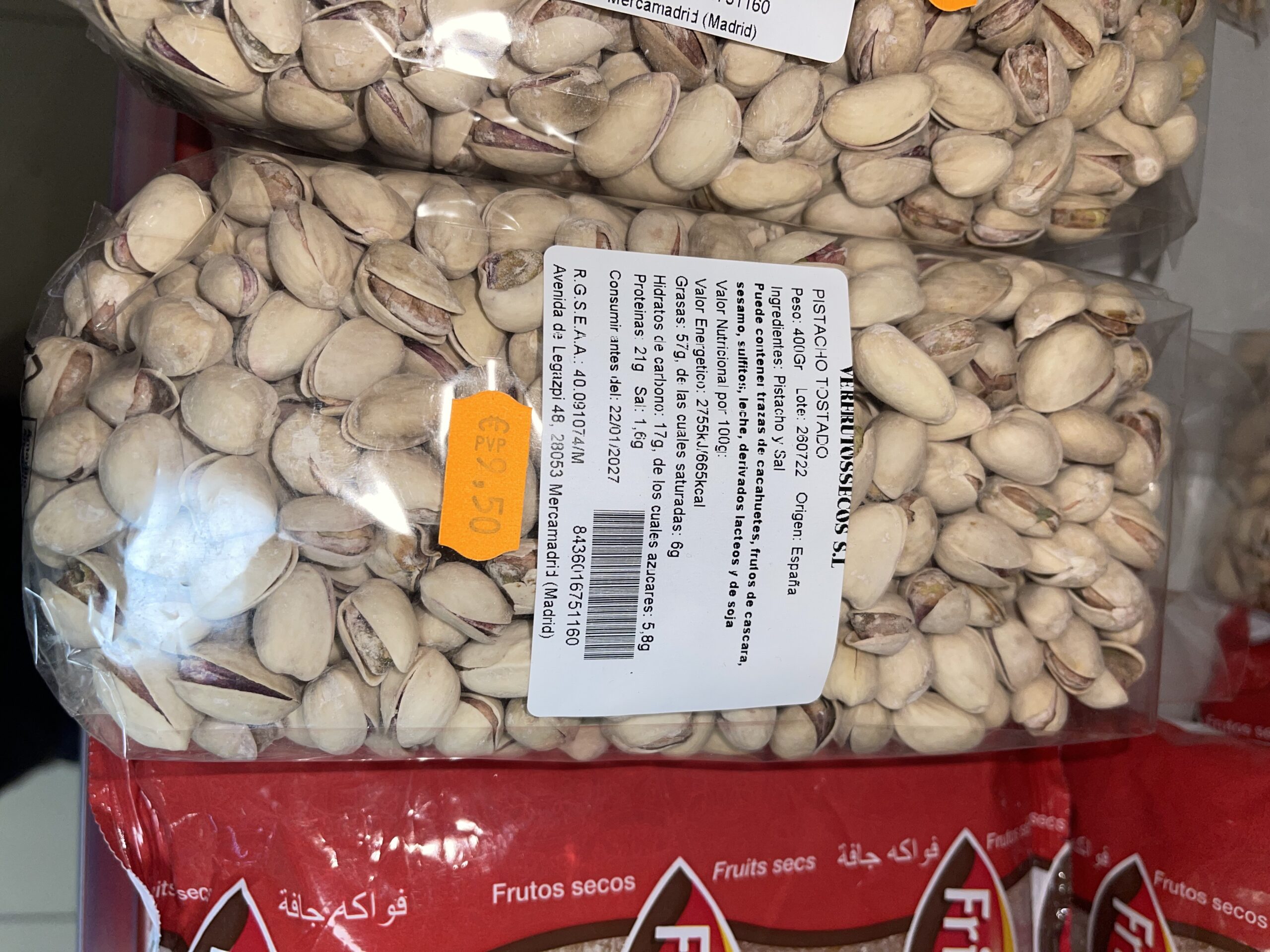 Verfrutossecos pistacho tostado 400 g